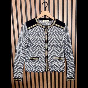 Aldomartins Jacket 6 / Small Womens Gray Bamboo Stretch Geometric Front Pocket